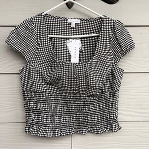 NWT Topshop Gingham Shirred Crop Top